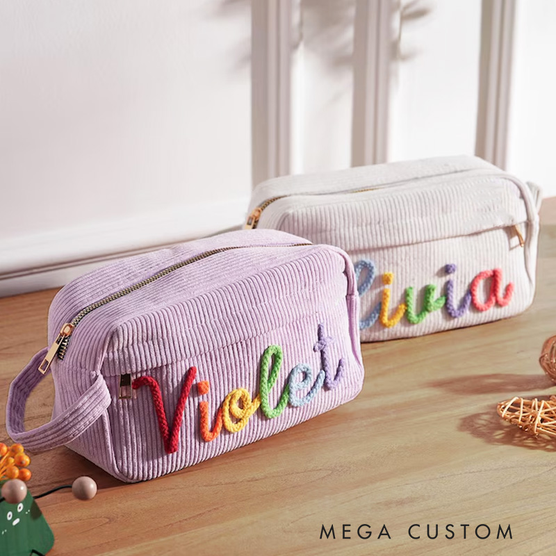 Personalized Handmade Yarn Name Pencil Case Monogram Pencil Bag Back to School Gift