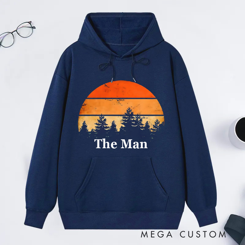 Personalized Retro Camping Hoodie Forest Sunset Classic Hoodies Nature Lover Hoodies Travel Campers Outdoors Gift