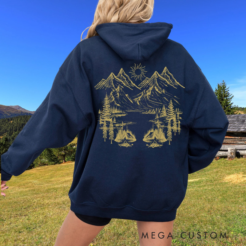 Personalized Nature Hoodie Mountain Hiking Classic Hoodies  Campers Outdoors Adventurer Lover Gift