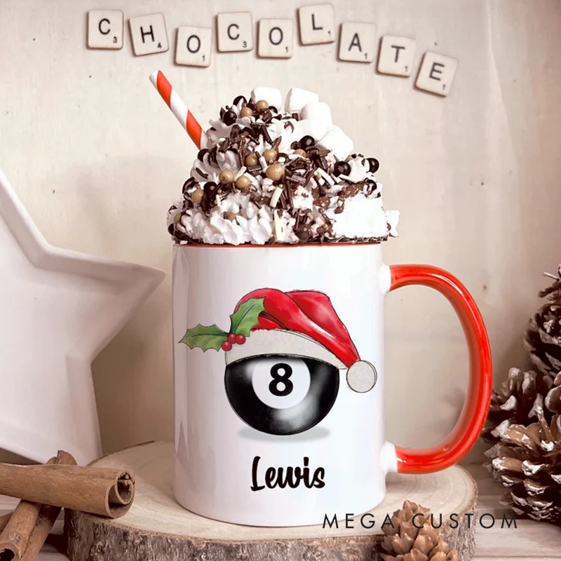 Personalized Christmas Mug with Sports Theme and Custom Name Design