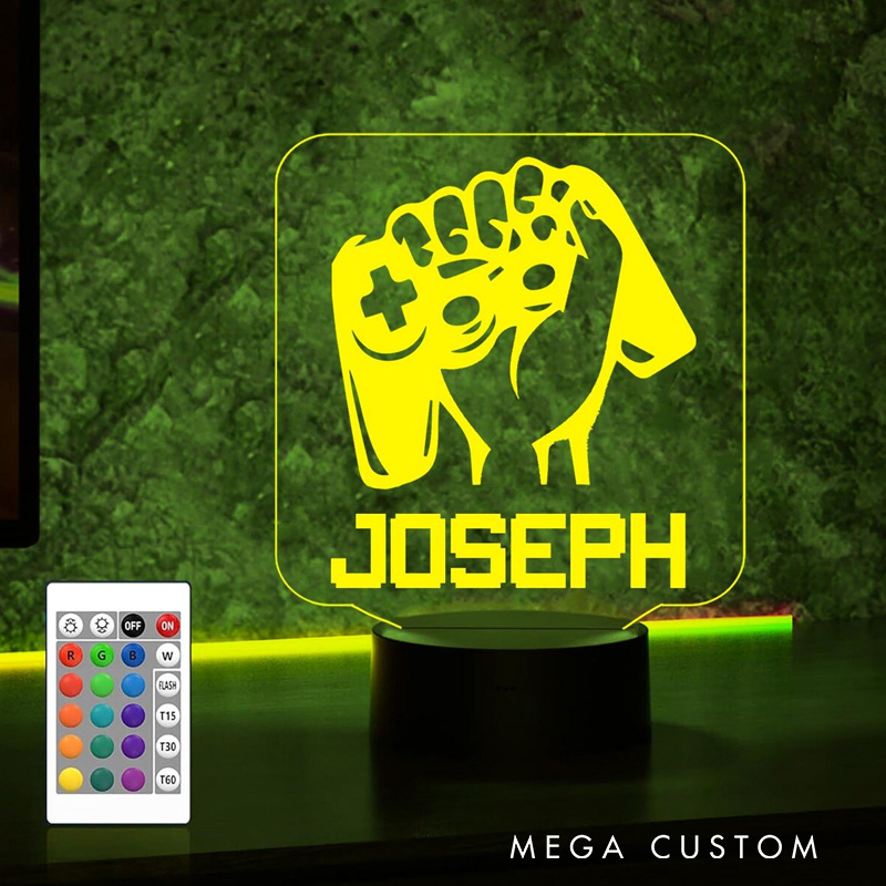 Personalized Game Controller night light LED Gamer Gamer Room Decor Gift for Boyfriend Husband Geek Lover