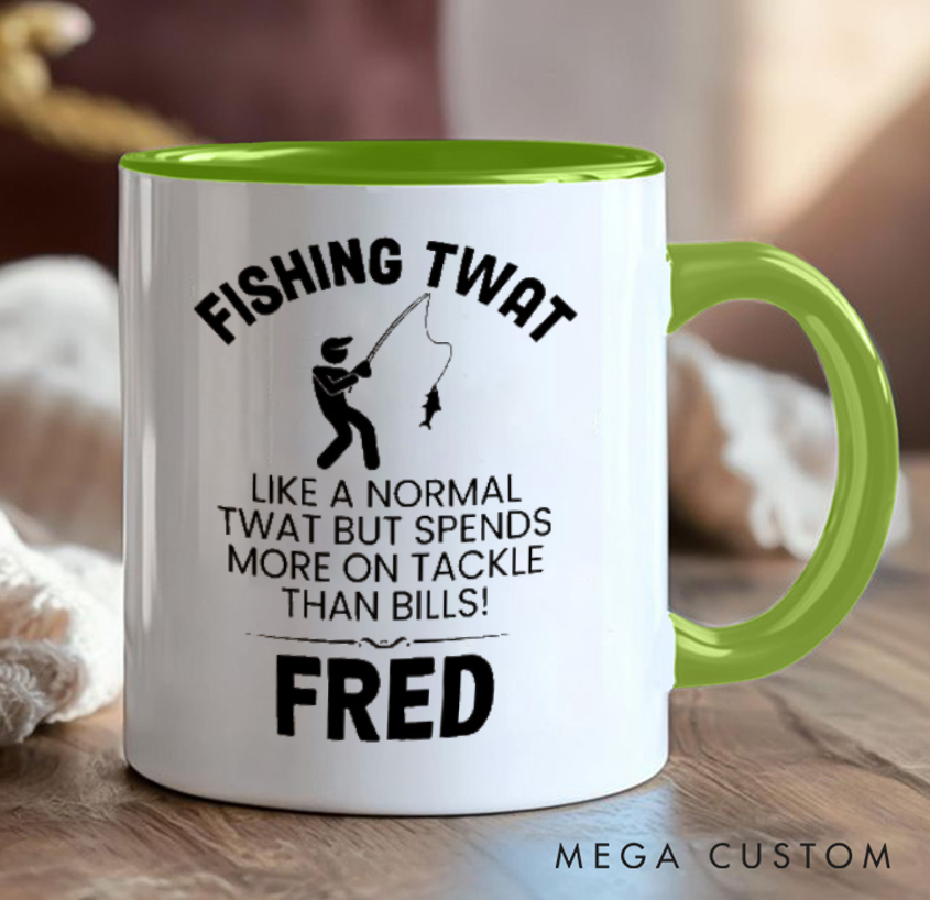 Personalized Fishing Mug with Funny Fishing Twat Design Funny Gift Big Cup Angler Joke Present Perfect Gift for Fishing Lover Durable Ceramic Coffee Cup for Daily Use