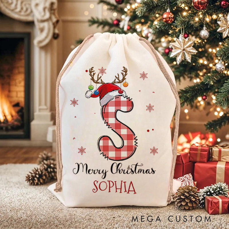 Personalized Santa Sack Drawstring Gifts Bag with Name Merry Christmas Party Favors Gift