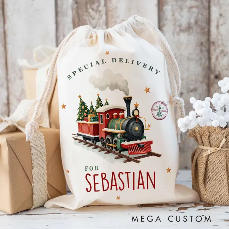 Personalized Santa Christmas Sack Custom Initial Name Christmas Sacks Large Letter Christmas Eve Bag 