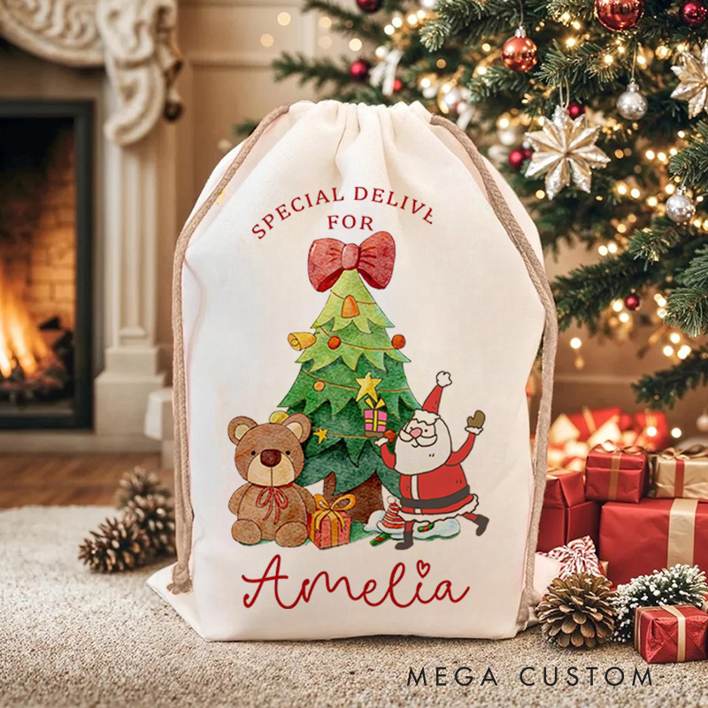 Personalised Canvas Santa Sack Christmas Gift Bag Large Santa Gifts Bag for Holiday Presents Xmas Gifts Bags