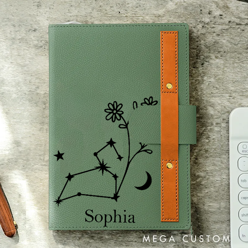 Personalized Zodiac Sign Custom Journal Birthday Gift With Name Month Zodiac Gift Journal Notebook Astrology Gift