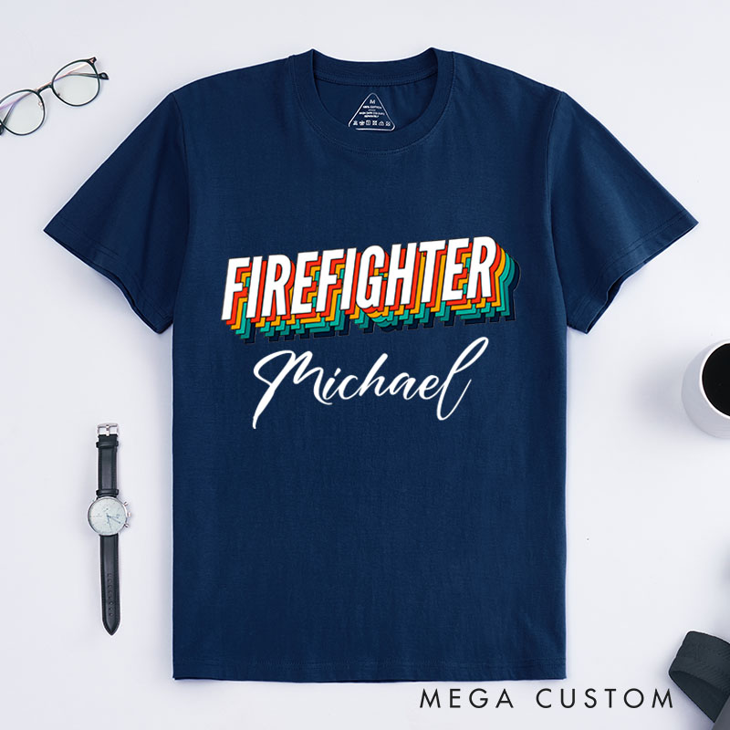 Personalized Firefighter T-Shirts Vibrant Firefighter Fashion Design T-Shirts