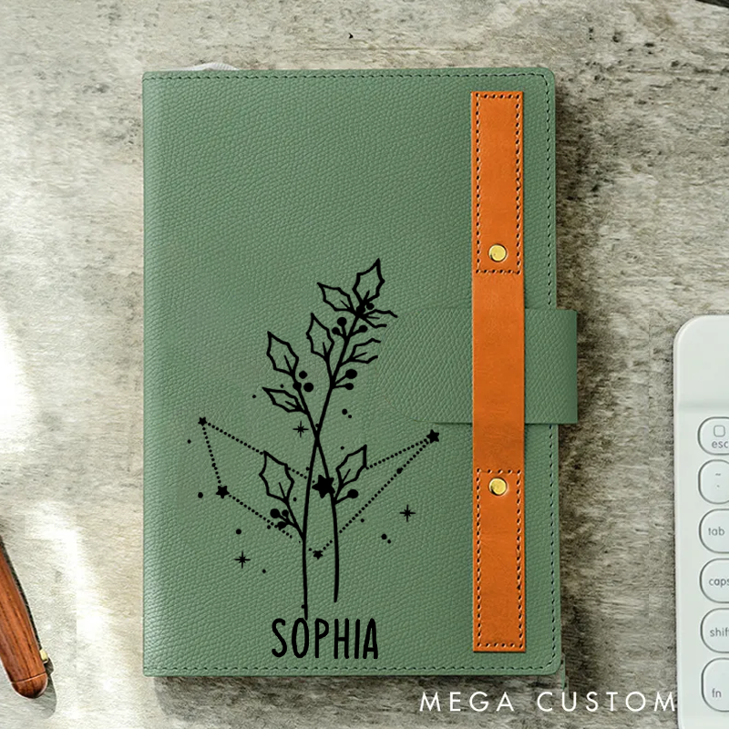 Personalized Zodiac Sign Custom Journal Birthday Gift With Name Month Zodiac Gift Journal Notebook Astrology Gift
