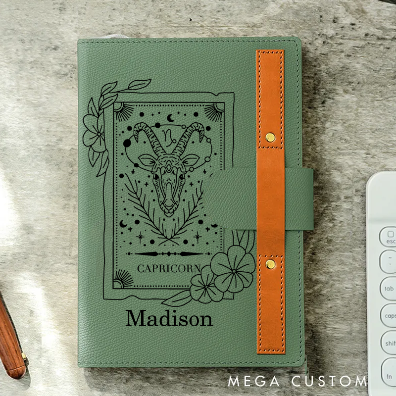 Personalized Zodiac Journal Astrology Hard Cover Soft Touch Matte Notebook Diary Celestial Unique Gift Ideas Star Sign