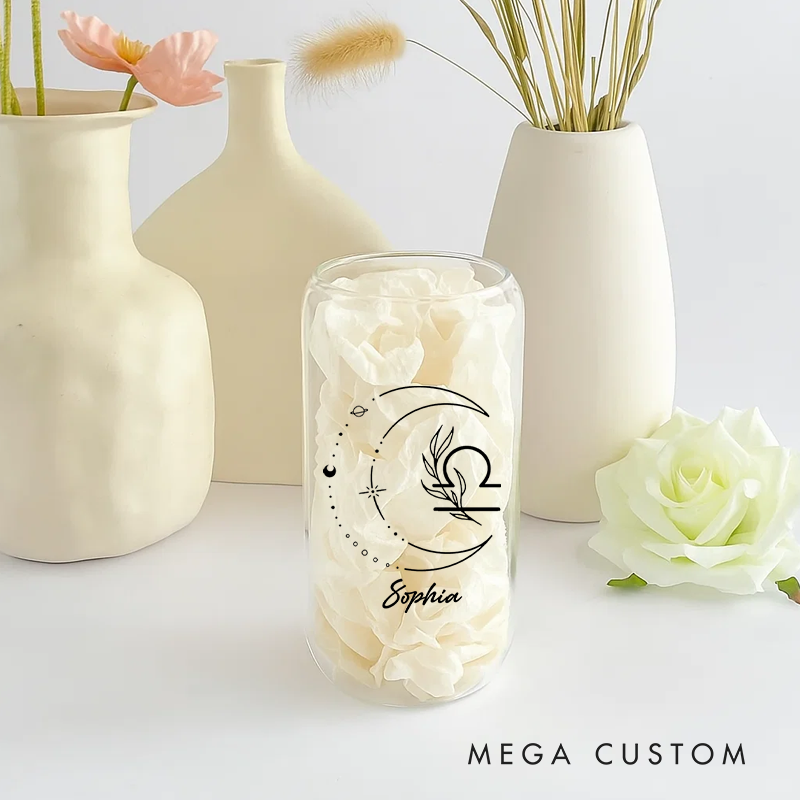 Personalized Water Glasses Tumbler With Zodiac Signs Custom Coffee Cup Custom Water Glasses Tumbler With Name Birthday Gift