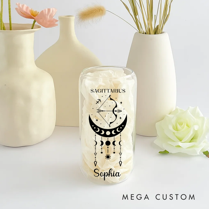Personalized Zodiac SignWater Glasses Tumbler Coffee Tumbler Zodiac Personalized Birthday Gift Astrology Gift Celestial Moon Gifts