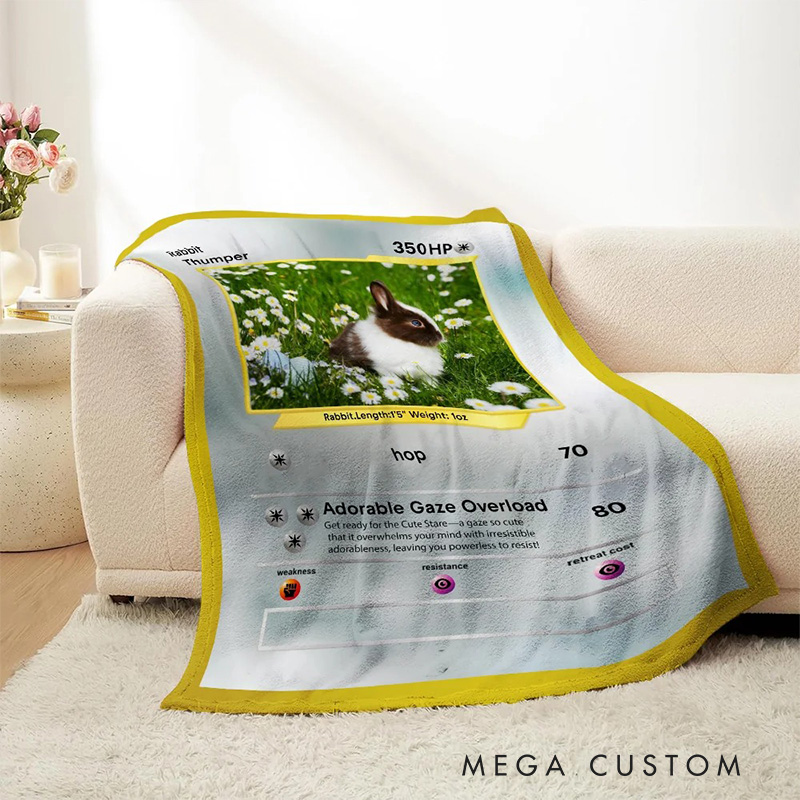 Personalized Cute Pokepet Card Soft Blanket Flannel Blanket Gaming Blanket with Name for Game Lovers Gamer