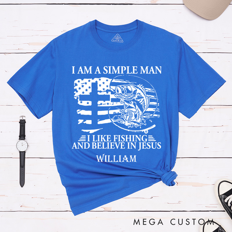 Personalized a Fisher of Men Classic T-Shirt with Name Cotton Shirt Religious Gift Faith Gift for Christians