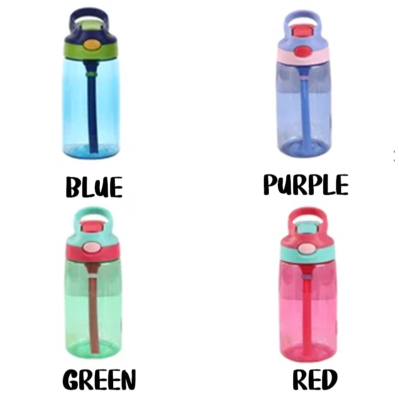 Personalized Cartoon Bear Lion Animals Name 16 oz Water Bottle with Straw and Handle Outdoor Supplies Back to School Birthday Gift for Boys Girls