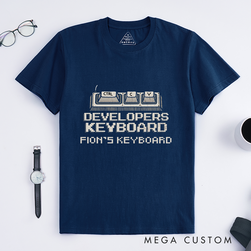 Personalized Developer's Keyboard T-Shirt Ctrl+C Ctrl+V Shirt Programmers Technology Enthusiasts Shirt Gift for Geek Nerd