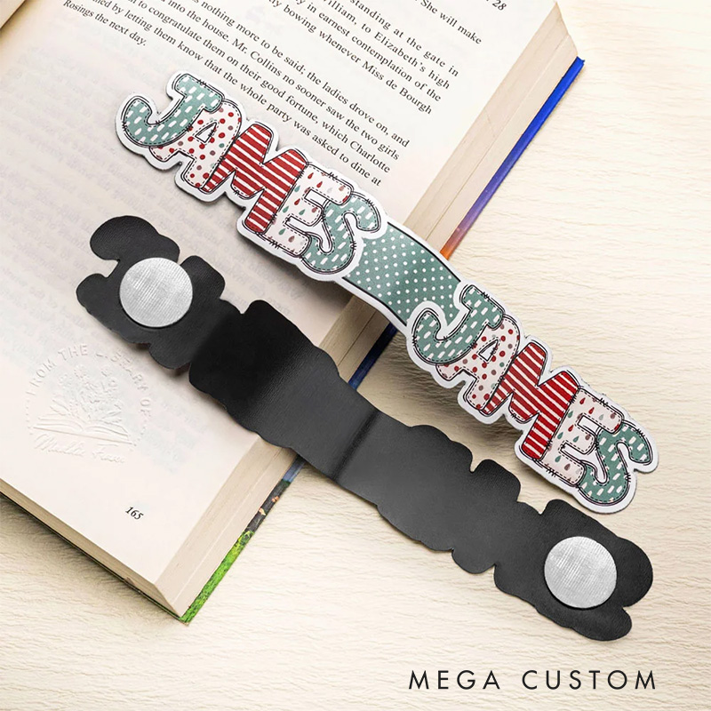 Personalized Set of 2 Doodle Magnetic Bookmarks Clips with Name Bubble Floral Letter Bookmarks Gift for Book Lover
