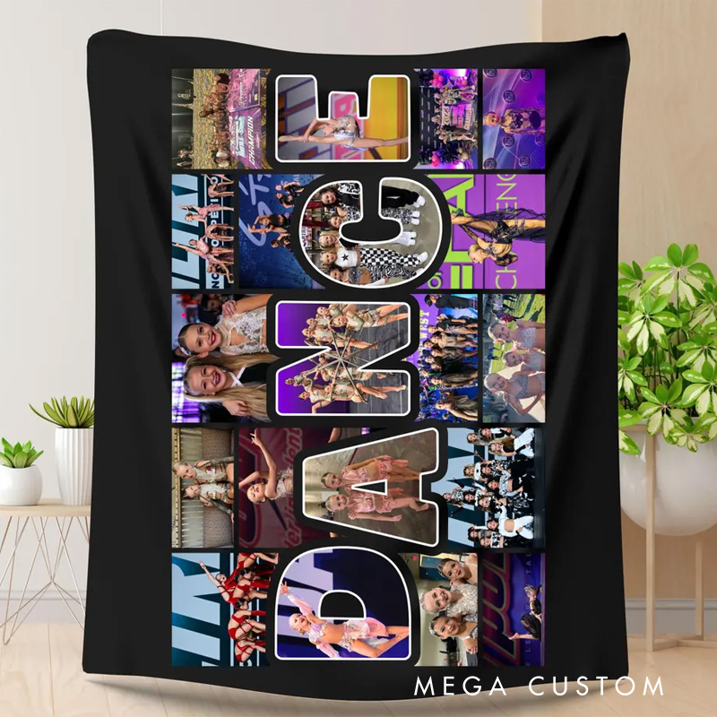 Personalized Dance Collage Photo Blanket Flannel Blanket Ballet Lover Blanket with Name for Dance Lovers Dancer