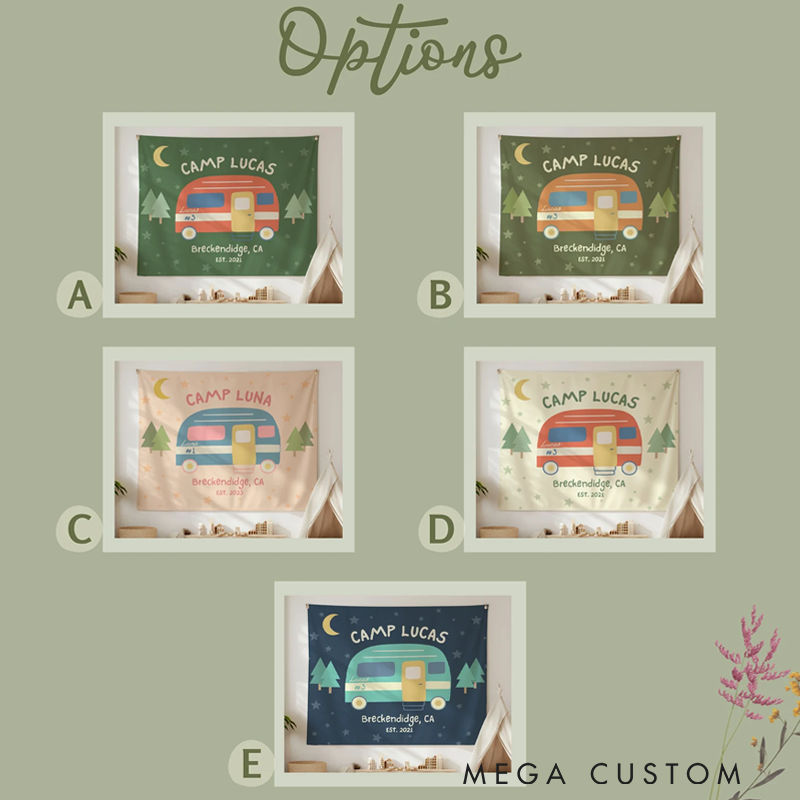 Personalized Camp Birthday Party Sign Tapestry One Happy Camper Banner Camp Themed Birthday Decor Custom Camp Tapestry Wild One Birthday Decorations