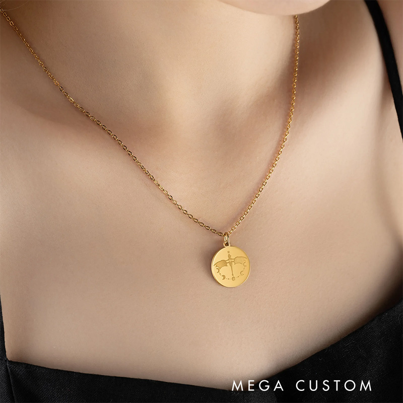 Personalized Fantasy Dragon Rider Moon Night Necklace with Name Christmas Gift for Women Bookworms Book Lovers Gift