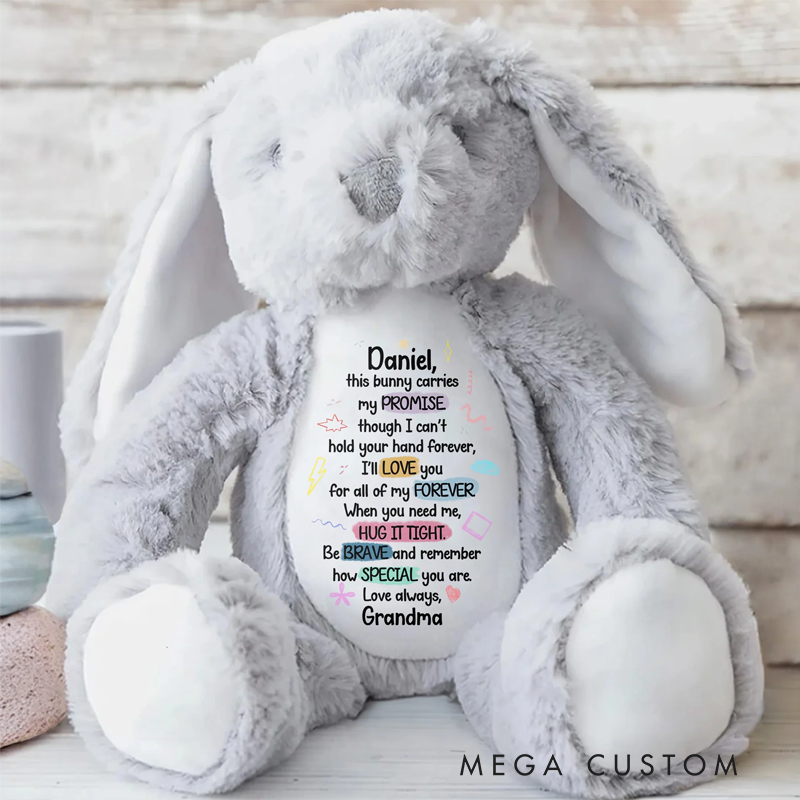 Personalized This Bunny Carries My Promise Love You Forever Stuffed Bunny Gift for Grandchildren