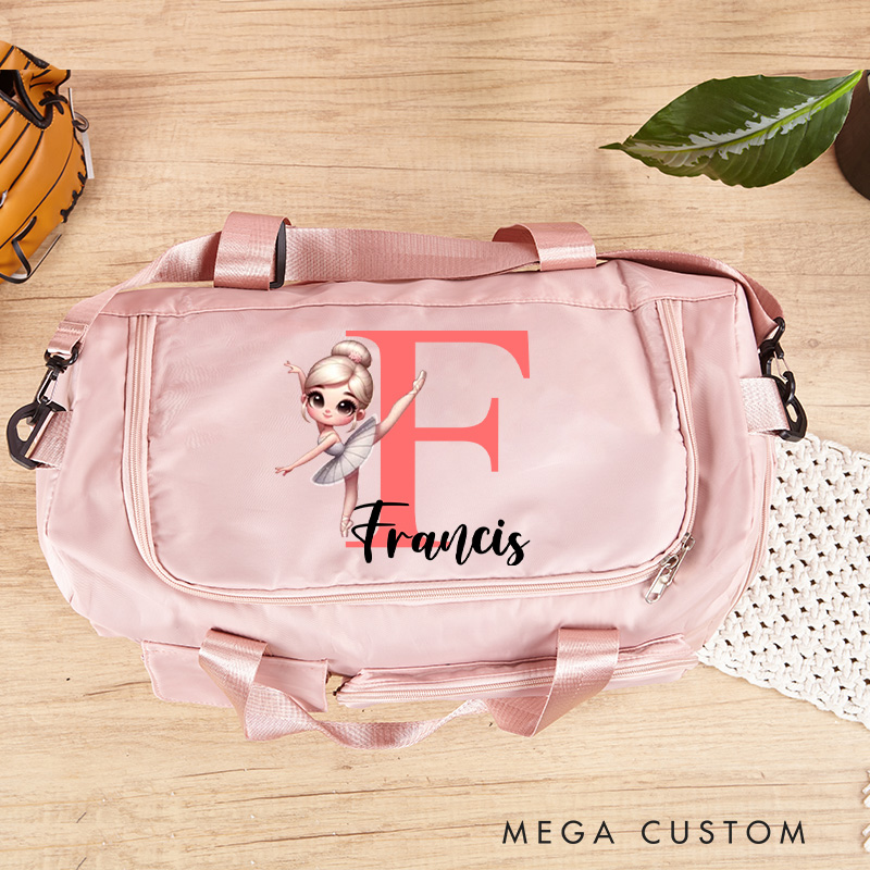 Personalized Cartoon Swan Lake Ballet Girl Stars Waterproof Large Travel Duffle Bag Dance Bag with Shoe Compartment and Shoulder Strap for Dance Lover