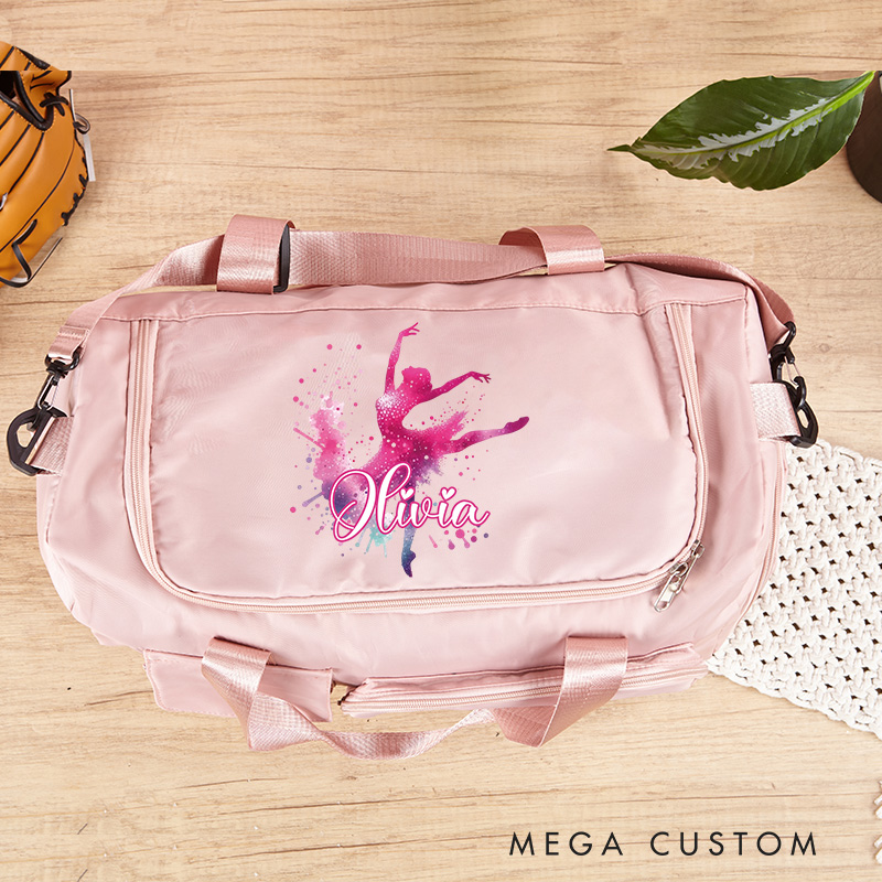 Personalized Ink Ballerina Street Dancer Waterproof Large Travel Duffle Bag Dance Bag with Shoe Compartment and Shoulder Strap for Dance Lover