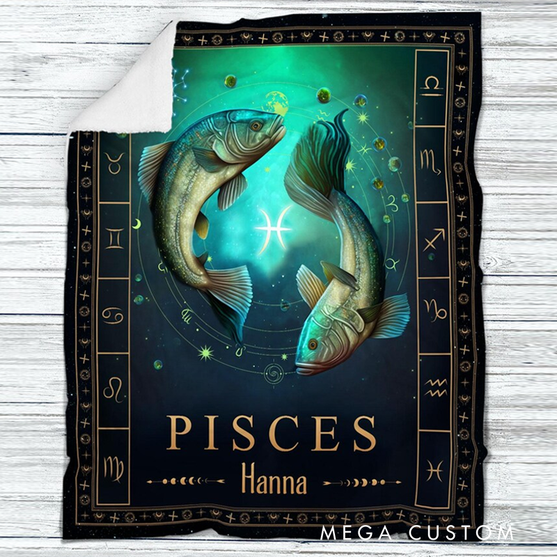 Personalized Zodiac Pisces Blanket Tarot Horoscope Astrology Blanket for Pisces Custom Name Constellations Quilt Horoscope Blanket