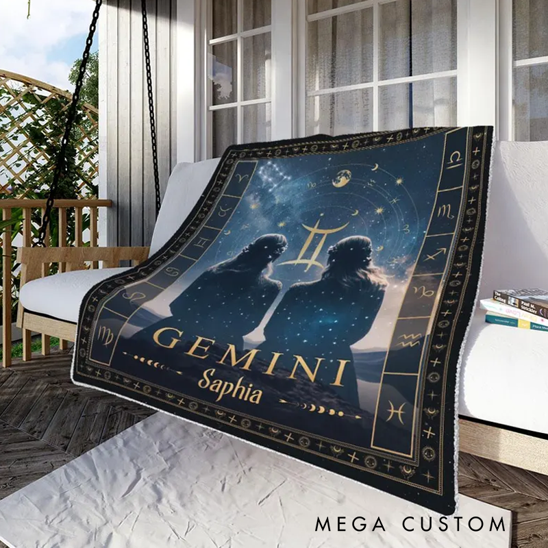 Personalized Zodiac Gemini Blanket Custom Name Constellations Quilt Tarot Horoscope Astrology Blanket Horoscope Blanket for Gemini