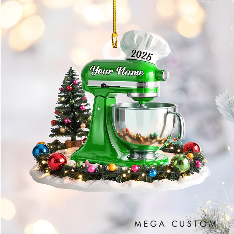 Personalized Baking Mixer Christmas Ornament 2025 Acrylic Kitchen Appliance Keepsake Holiday Tree Decor for Bakers and Pastry Lovers Baking Lover Gift