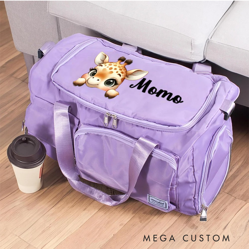 Personalized Cute Puppy Fantasy Unicorn Animal Name Travel Bag with Name and Shoulder Strap Sports Accessories Birthday Gift