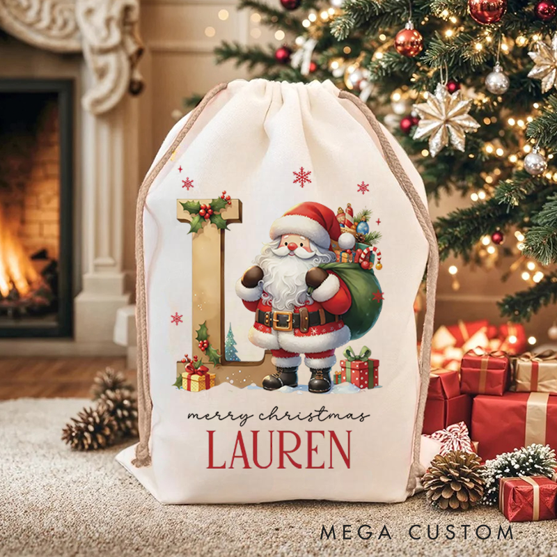 Personalized Santa Claus Christmas Gift Bags Custom Santa Design Christmas Bag Christmas Present Bag Holiday Gift Bags for Kids