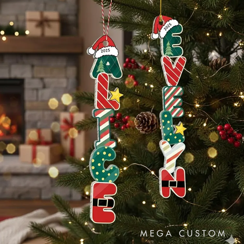 [Copy]Personalized  Gingerbread Alphabet Ornament Kids Name Ornament, Christmas Tag for Stockings 