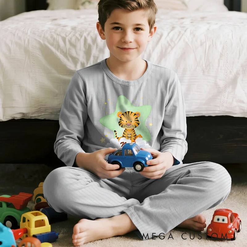Personalized Animal Design Children's Pajamas with Name House Suit Birthday Gift for Boys and Girls