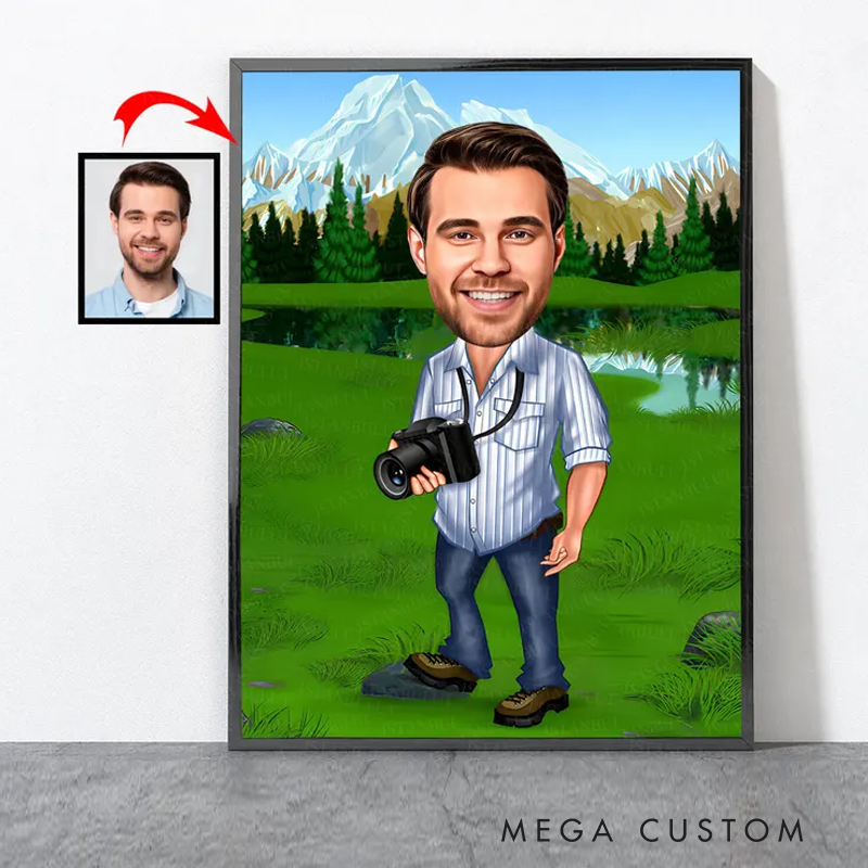 Personalized Cartoon Photographer Portrait Photographer Gift