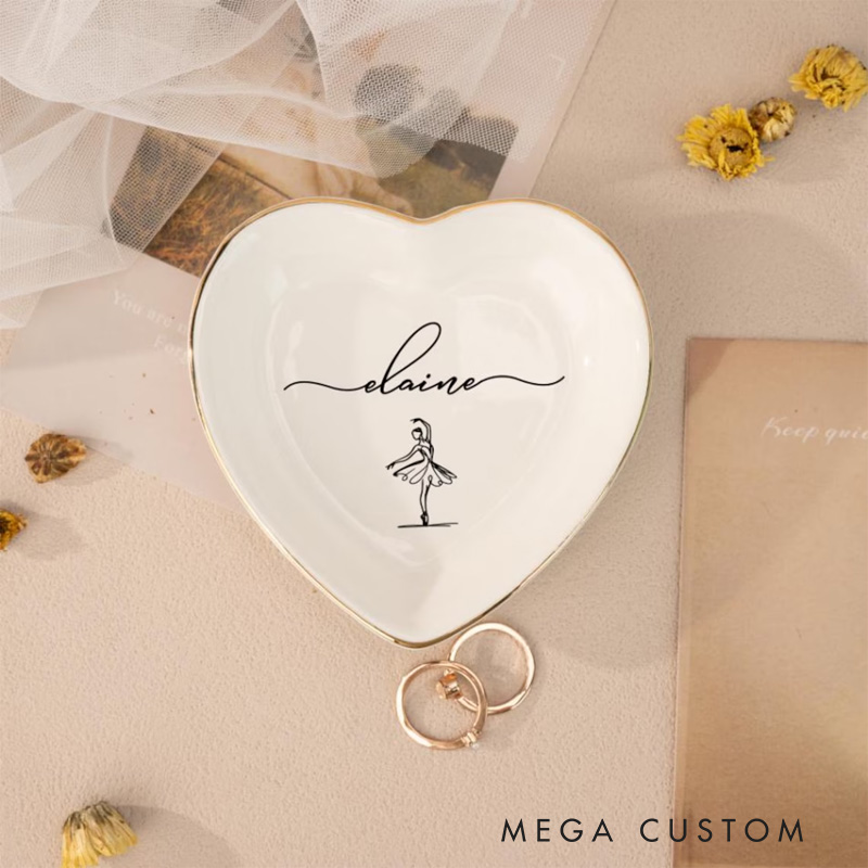 Personalized Ballet Jewelry Dish Dance Gift For Little Girls Dance Teacher Recital Gifts Ballet Dancer Trinket Tray Dance Team Ring Holder