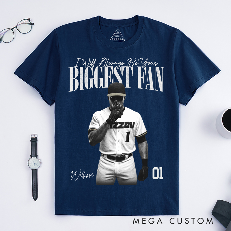 Personalized Biggest Fan T-Shirt with Player Image and Name Customization 