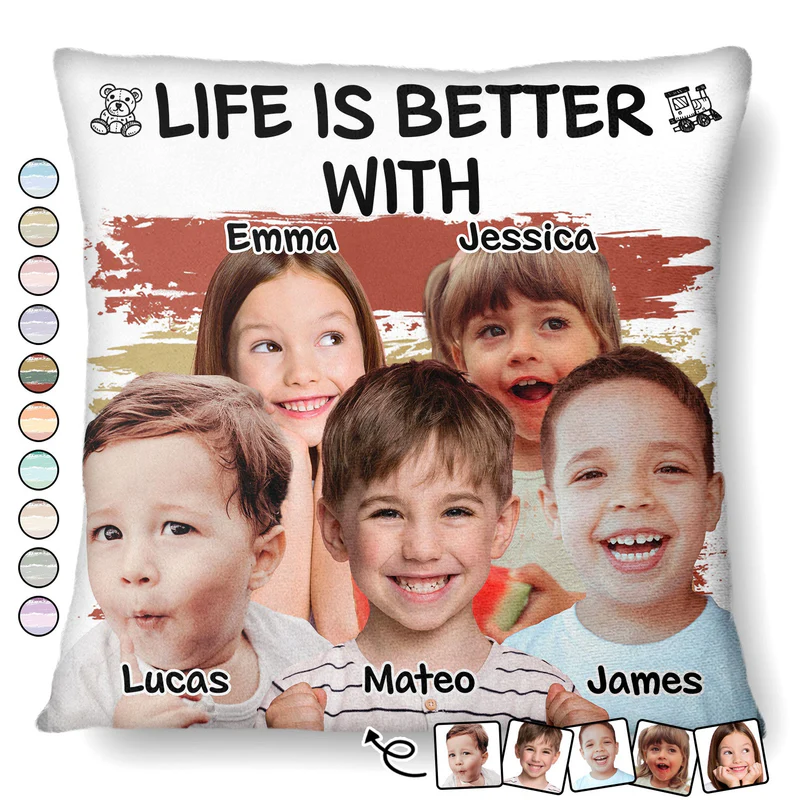 Personalized Photo Life Is Better with Grandkids Pillow