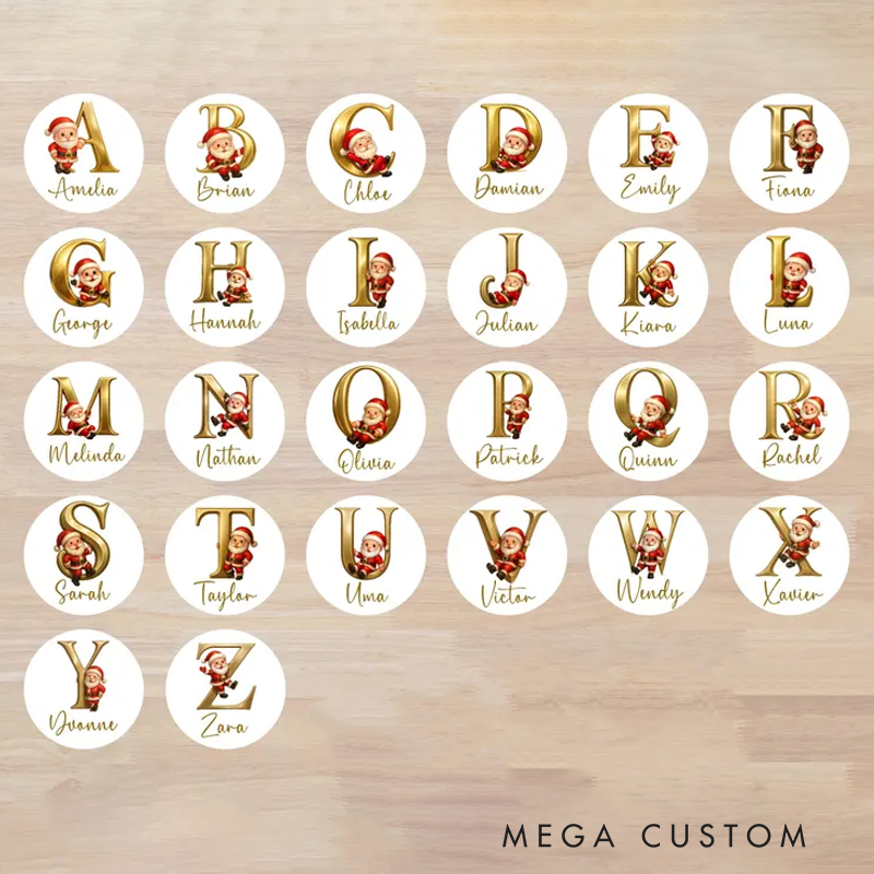 Personalized Christmas Sticker Labels 24 Santa Name Sticker Set Custom Holiday Labels for Presents Packages Christmas Decorations
