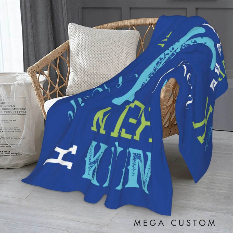 Personalized High-Quality Super Soft Flannel or Sherpa Blanket with Initial Name Gift for Kid Friend