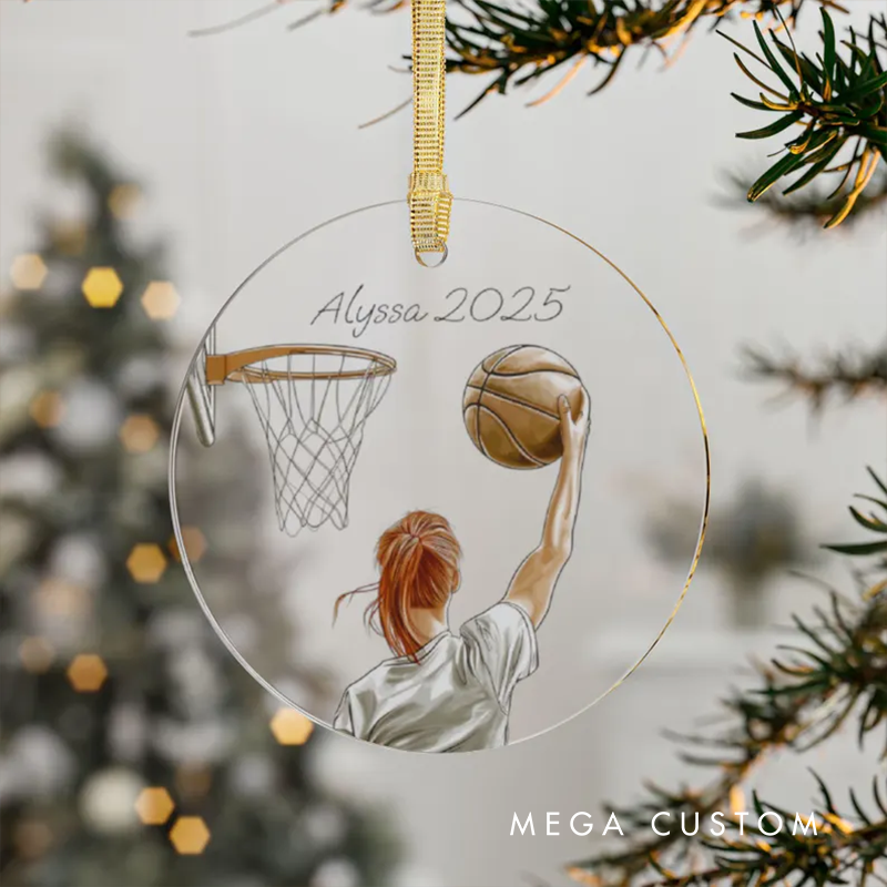Personalized Basketball Girl Christmas Ornament Custom Name and Year Decoration