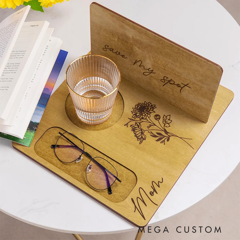Personalized Birth Flower Wooden Book Stand Bookmark Set with Name Bookish Birthday Gift for Reader Book Lover Gift Librarian Gift