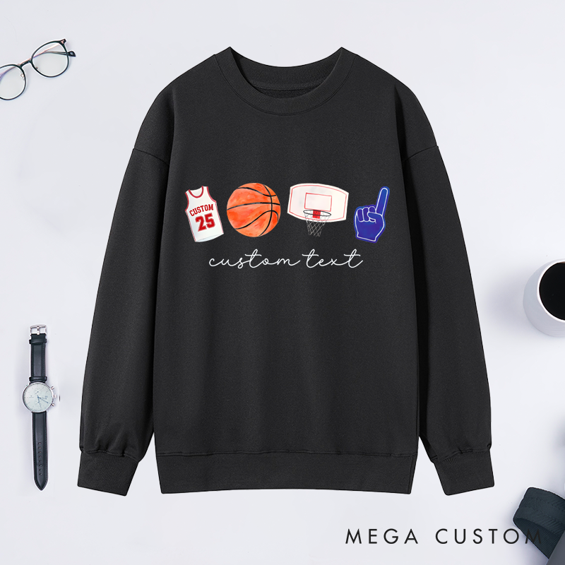 Personalized Basketball Sweatshirt Custom Jersey Number Custom Text Shirt