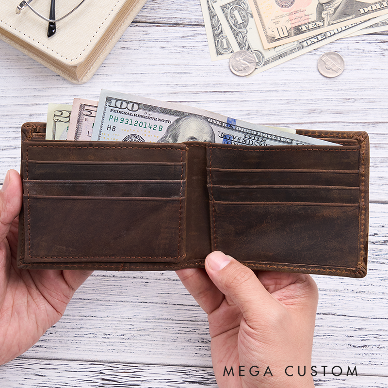 Personalized Firefighter Leather Wallet Engraved Wallet Crazy Horse Wallet Birthday Gift for Him Groomsman Gift Boyfriend Gift Dad Gift Husband Gift