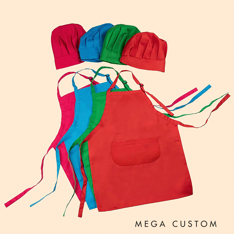 Personalized Flora Brush Kids Art Apron Art Party Apron Chef Hat Set with Name Cooking Handcraft Activities Birthday Holiday Gift for Kids