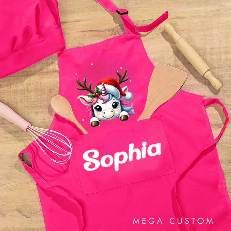  Personalized Festive Animal Apron with Custom Name for Joyful and Artistic Holiday Crafts Kid Apron Gift for Kids