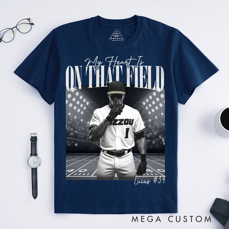 Personalized "I’ll Always Be Your Fan" Baseball T-Shirt with Custom Photo and Name 