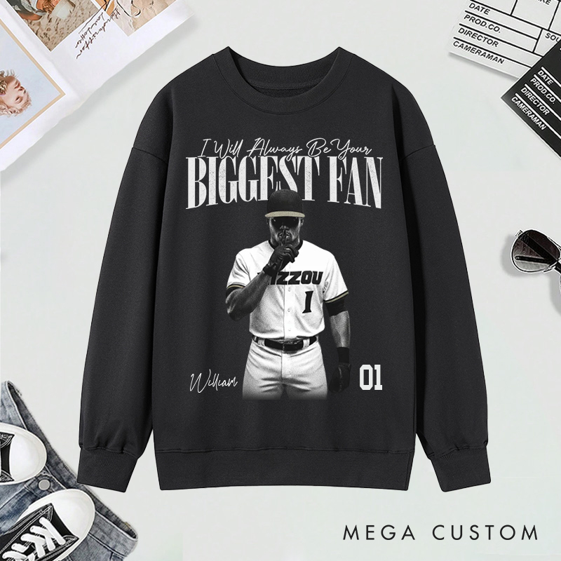 Personalized Biggest Fan Sweatshirt with Player Image and Name Customization 