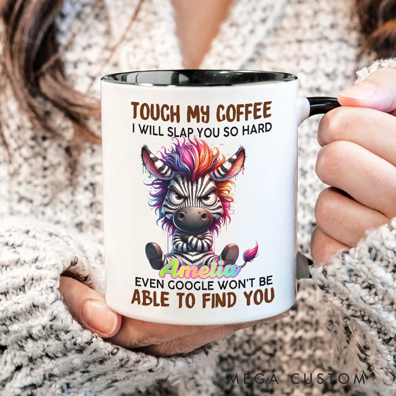 Personalised Funny Grumpy Cartoon Animal 11oz Mug with Name Back to School Birthday Gift