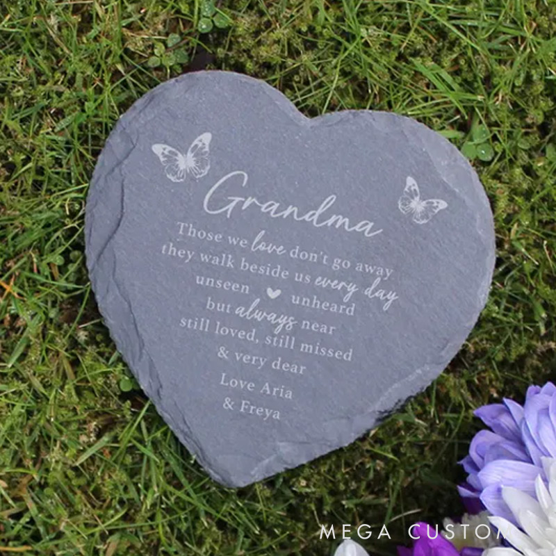 Personalized Graveside Memorial Ornament Memorial Plaque Slate Heart Shaped Cemetery Grave Decoration Loved One Remembrance Gift