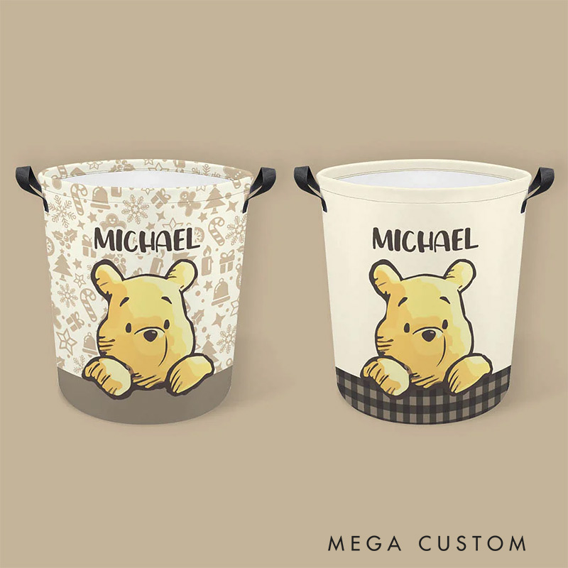 Personalized Cartoon Bear Collapsible Storage Basket for Laundry Toys Organizer Cartoon Lover Gift for Kids